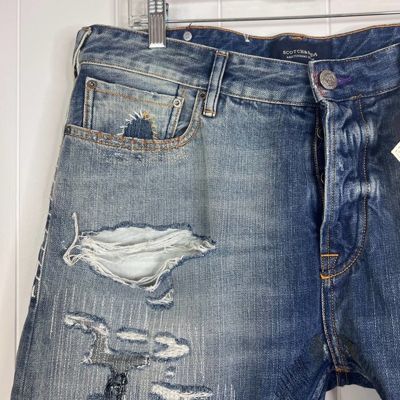 Scotch & Soda Dean Men's Intentionally Distressed and Patched Straight L… - Picture 5 of 14